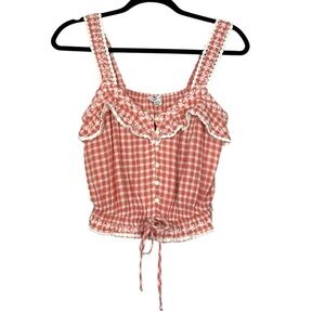 American Eagle Outfitters Red Gingham Ruffle Top Small